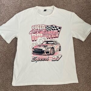 Graphic Racing Tee in White Men Size M
